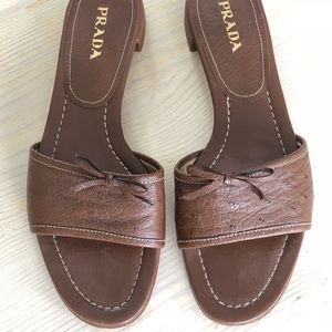 Prada Ostrich Leather Sandals